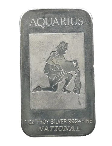 1 Troy Oz Silver Bar Aquarius National *1067