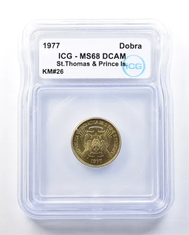 1977 St Thomas & Prince Island Dobra KM#26 MS68 DCAM ICG *8980