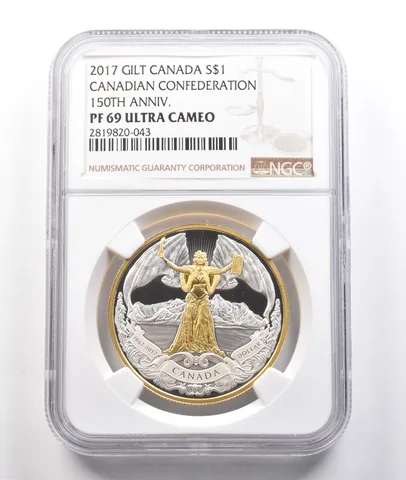 2017 Canada Silver $1 Gilt Canadian Confederation 150th PF69 NGC *3804