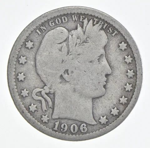 1906-O Barber Quarter 90% Silver VG Condition