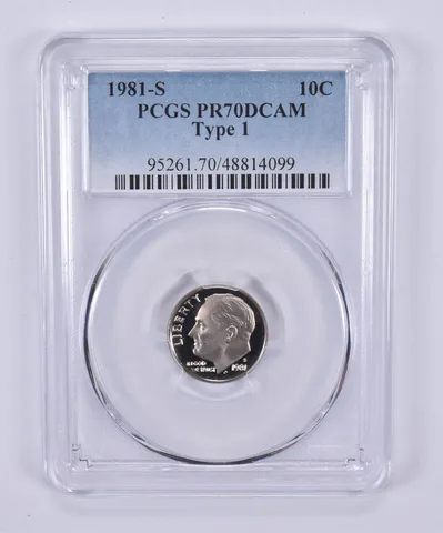 1981-S Roosevelt Dime Type 1 PR70 DCAM PCGS Blue Label