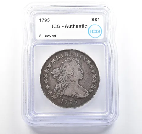 1795 Draped Bust Silver Dollar 2 Leaves Authentic ICG *9725