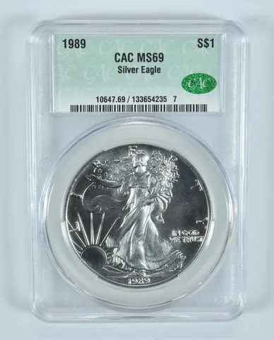 1989 American Silver Eagle MS69 CAC CACg