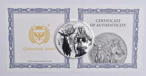 2023 Germania 1 Oz .9999 Silver Round 5 Mark Valkyries Ostara BU With COA