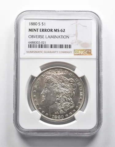 Mint Error MS62 1880-S Morgan Silver Dollar OBV Lamination NGC *1938