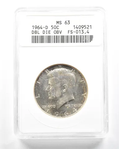 1964-D Kennedy Half Dollar DDO FS-013.4 MS63 ANACS *2075