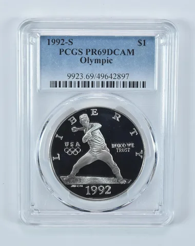 1992-S Olympic Baseball Commemorative Dollar PR69 DCAM PCGS Blue Label