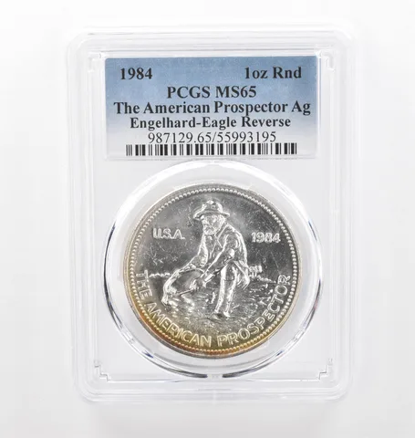 1984 Engelhard Prospector 1 Oz Silver Eagle Reverse MS65 PCGS Nice Tone *2179
