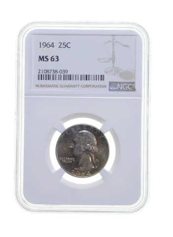 MS63 1964 Washington Quarter - Graded NGC Insane Color a4218