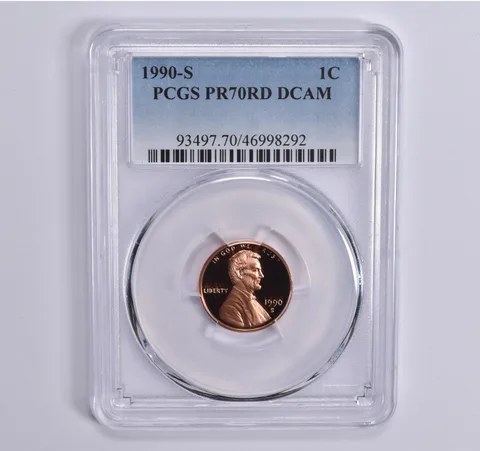 1990-S Lincoln Memorial Cent PR70 RD PCGS Blue Lbl