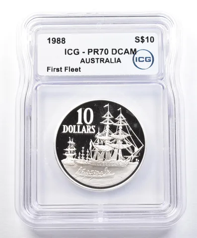 1988 Australia 10 Dollar Silver First Fleet PR70 DCAM ICG *1594