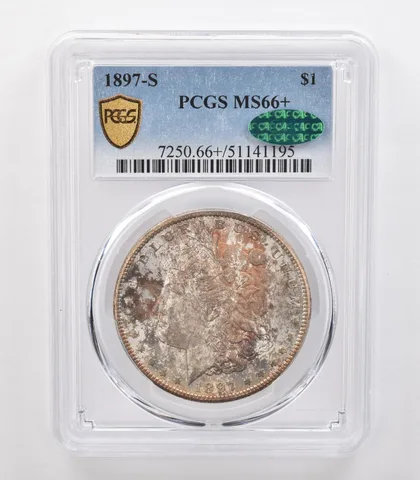 1897-S Morgan Silver Dollar MS66+ PCGS CAC PQ Beautiful Tone *0719