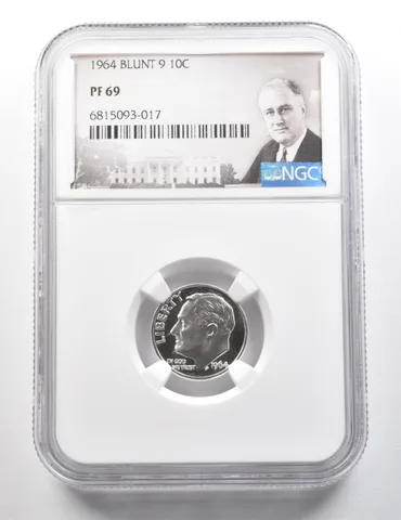 1964 Roosevelt Dime Blunt 9 PF69 NGC *9510
