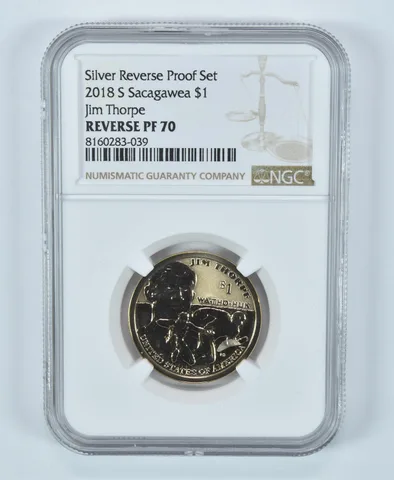 2018-S Sacagawea $1 Jim Thorpe Silver Reverse Proof Set Reverse PF70 NGC