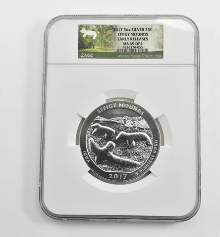 2017 5 Oz Silver Quarter ATB Effigy Mounds ER MS69 DPL NGC *1660