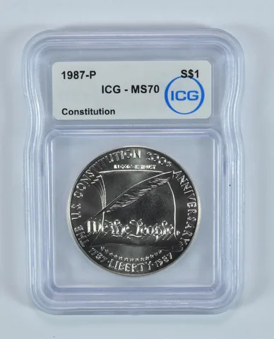 1987-P Constitution Commemorative Silver Dollar MS70 ICG