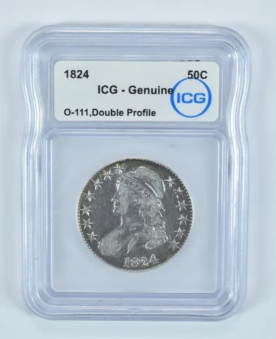 1824 Capped Bust Half Dollar O-111 Double Profile Genuine ICG a9028