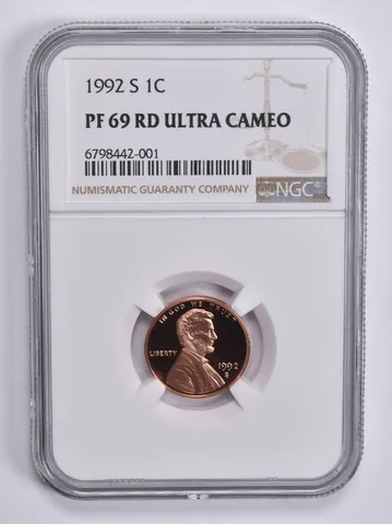 1992-S Lincoln Memorial Cent 1c PF69 RD UCAM NGC Brown Lbl