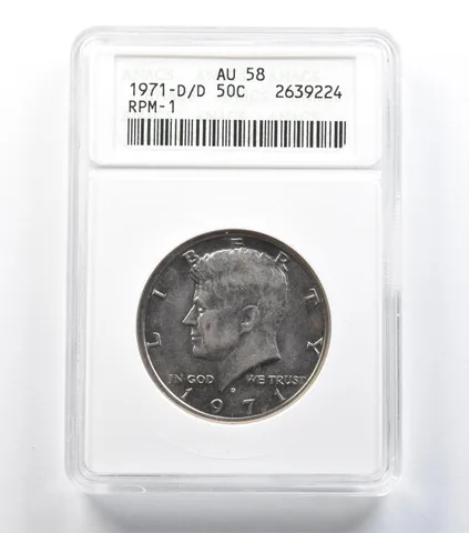 1971-D/D Kennedy Half Dollar RPM-1 AU58 ANACS a1458
