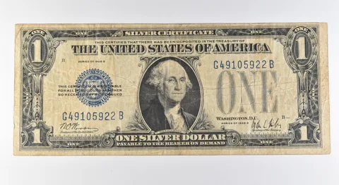 1928 B $1 Silver Certificate Blue Seal Short Snorter WWII *9655