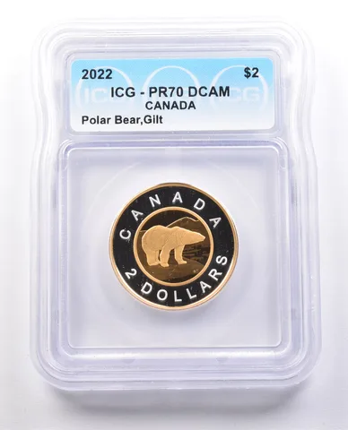 2022 Canada 2 Dollars Gilt Polar Bear PR70 DCAM ICG *9973