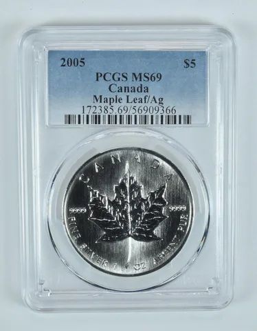 2005 Canada 5 Dollars Silver Maple Leaf MS69 PCGS Blue Label