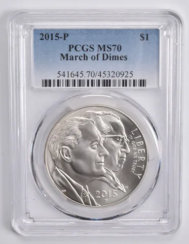 2015-P March of Dimes Commemorative Dollar $1 MS70 PCGS Blue Lbl