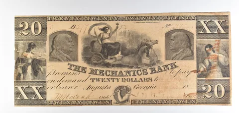 1858 $20 Augusta GA Mechanics Bank Obsolete Note *8790