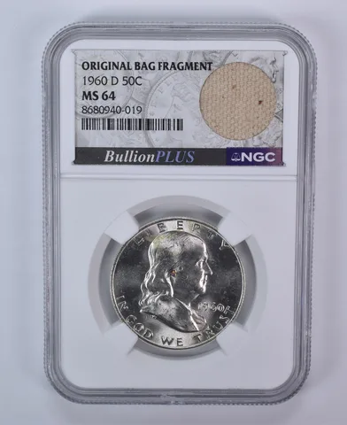 1960-D Franklin Half Dollar Original Bag Fragment MS64 NGC
