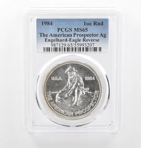 1984 Engelhard Prospector 1 Oz Silver Eagle Reverse MS65 PCGS Nice Tone *2175