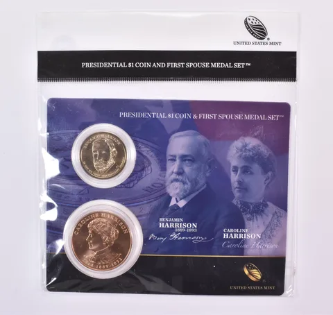 2012 Presidential $1 & First Spouse Medal Set - Benjamin & Caroline Harrison