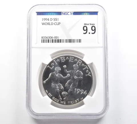1994-D World Cup Commemorative Silver Dollar Mint State 9.9 NGC X NGCX