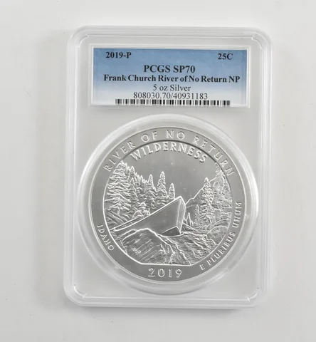 2019-P 5 Oz Silver Quarter ATB River Of No Return SP70 PCGS a1760