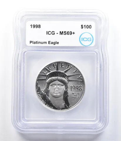 1998 $100 American Platinum Eagle 1 Oz Platinum MS69+ ICG *1086