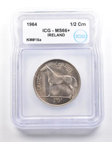 1964 Ireland 1/2 Crown KM#16a MS66+ ICG *5512