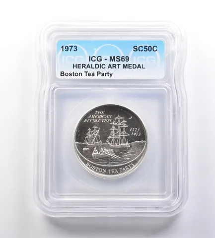 1973 So-Called Half Dollar Boston Tea Party MS69 ICG a7214