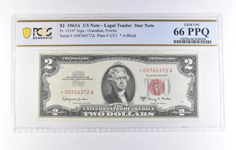 1963 A $2 Legal Tender Star Note Fr#1514* Gem Unc 66 PPQ PCGS *8221