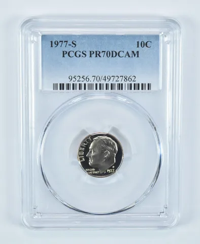 1977-S Roosevelt Dime PR70 DCAM PCGS Blue Label