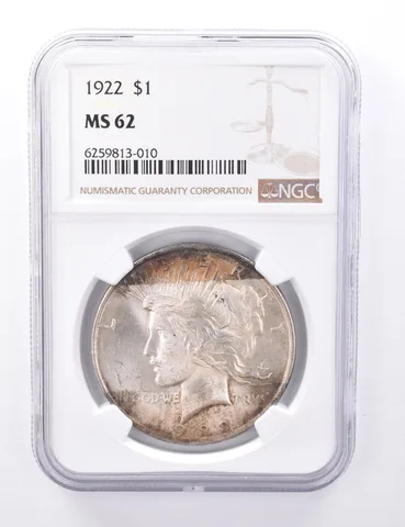 MS62 1922 Peace Silver Dollar - Graded NGC Album Toned *4241