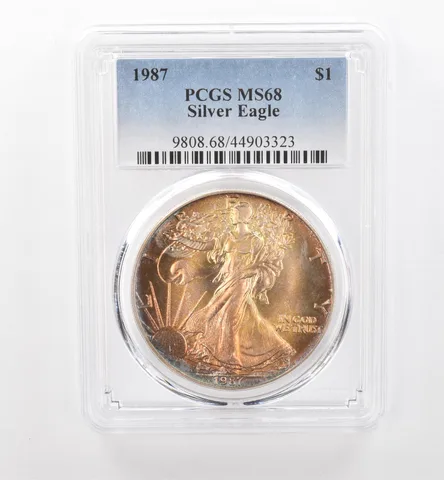 1987 American Silver Eagle MS68 PCGS Beautiful Tone *1977