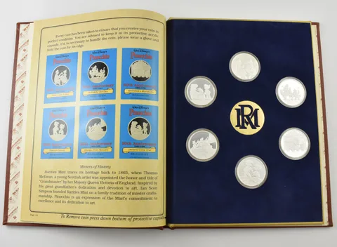Disney's Pinocchio 50th Anniversary Proof Set of 6 1 Oz Silver Art Rounds