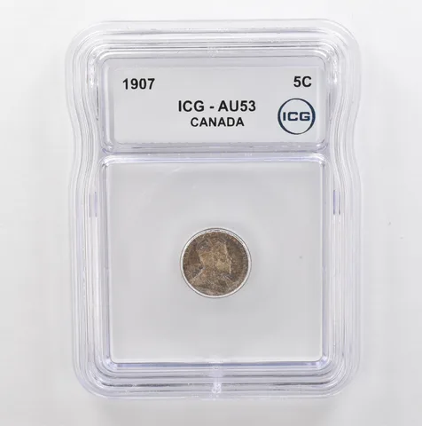 1907 Canada 5 Cents AU53 ICG Beautiful Tone *5349
