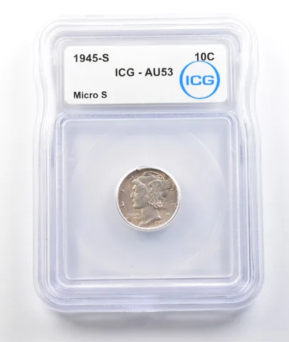 1945-S Mercury Dime Micro S AU53 ICG *0394