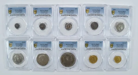 Lot (10) 1902 Great Britain Proof Set Matte Silver/Gold PR62/63 PCGS *5143