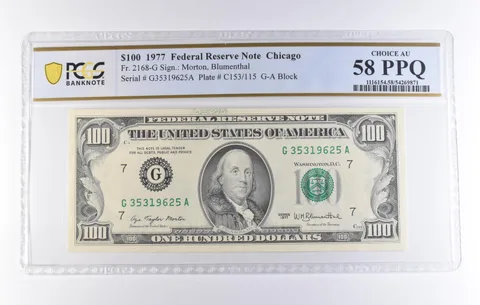 1977 $100 Chicago IL FRN Fr#2168-G Choice AU 58 PPQ PCGS *8271