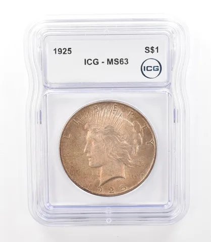1925 Peace Silver Dollar MS63 ICG Nice Tone *3143