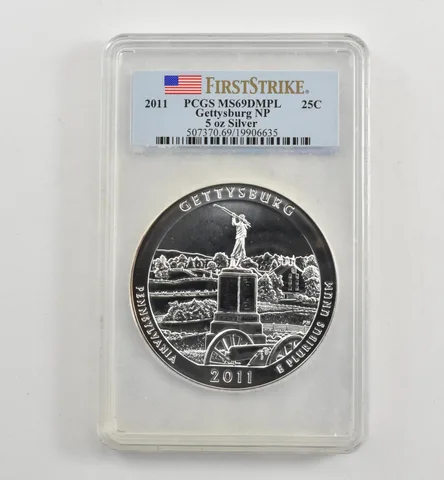 2011 5 Oz Silver Quarter America The Beautiful Gettysburg MS69 DMPL PCGS *1745