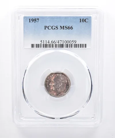 1957 Roosevelt Dime MS66 PCGS Beautiful Tone *8326