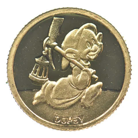 Disney's Snow White 50th Anniversary Gold Round Dopey 1/10th Gold *2293