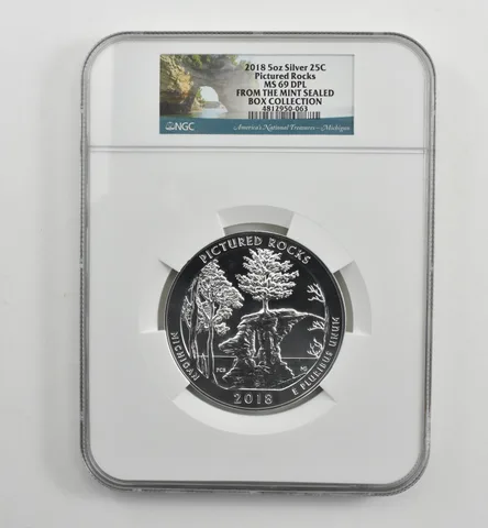 2018 5 Oz Silver Quarter ATB Pictured Rocks MS69 DPL NGC *1562